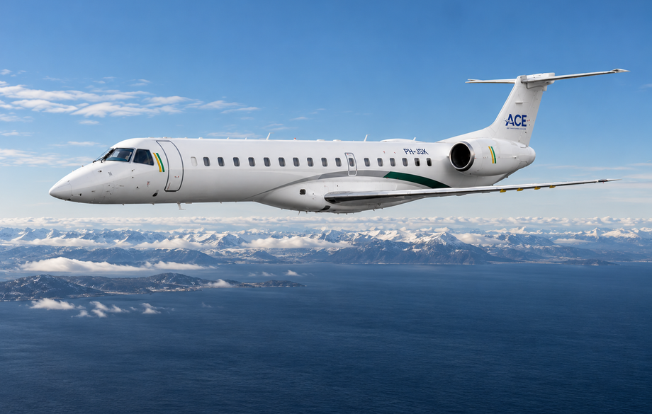An Embraer 145LR joining the ACE fleet